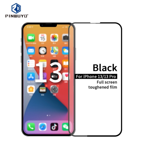 PINWUYO 9H 2.5D Full Screen Tempered Glass Film For iPhone 13 / 13 Pro(Black)