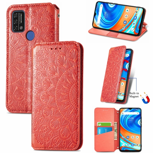 

For UMIDIGI A9 Blooming Mandala Embossed Pattern Magnetic Horizontal Flip Leather Case with Holder & Card Slots & Wallet(Red)