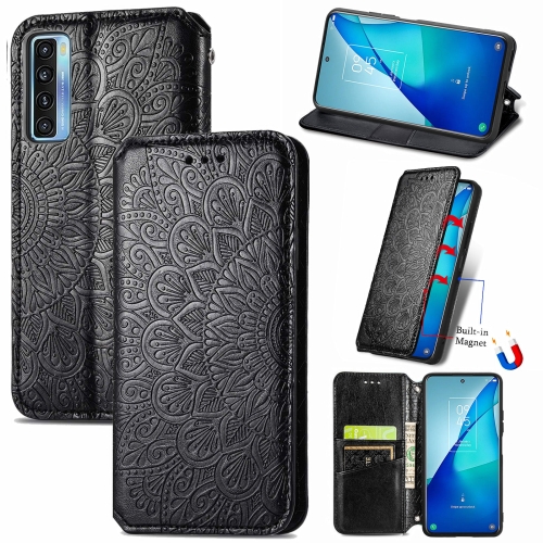 

For TCL 20S Blooming Mandala Embossed Pattern Magnetic Horizontal Flip Leather Case with Holder & Card Slots & Wallet(Black)