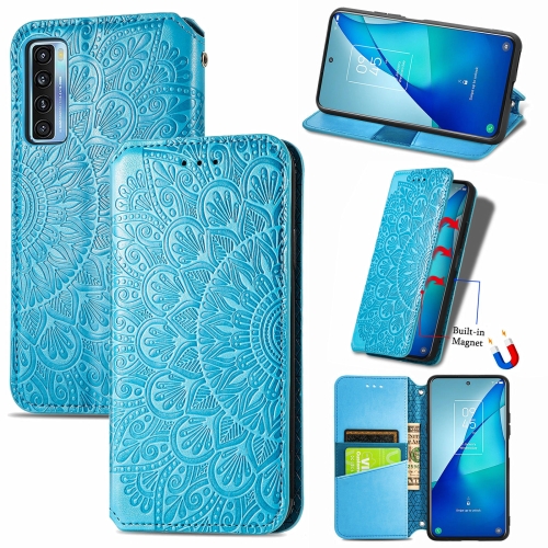 

For TCL 20S Blooming Mandala Embossed Pattern Magnetic Horizontal Flip Leather Case with Holder & Card Slots & Wallet(Blue)