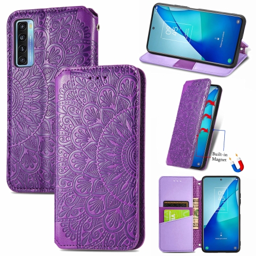 

For TCL 20S Blooming Mandala Embossed Pattern Magnetic Horizontal Flip Leather Case with Holder & Card Slots & Wallet(Purple)