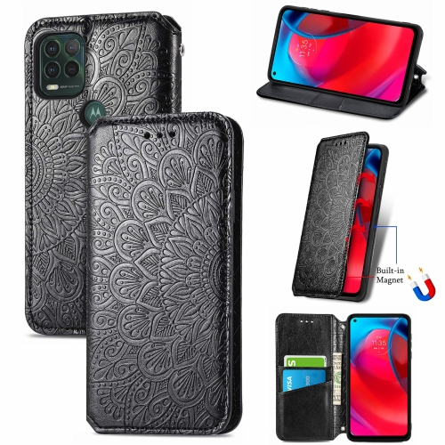 

For Motorola G Stylus 5G Blooming Mandala Embossed Pattern Magnetic Horizontal Flip Leather Case with Holder & Card Slots & Wallet(Black)