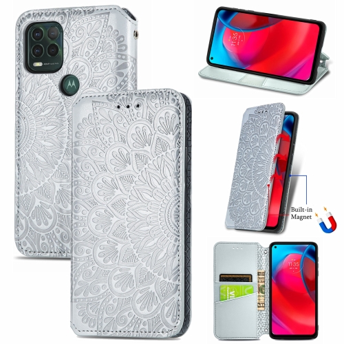 

For Motorola G Stylus 5G Blooming Mandala Embossed Pattern Magnetic Horizontal Flip Leather Case with Holder & Card Slots & Wallet(Gray)