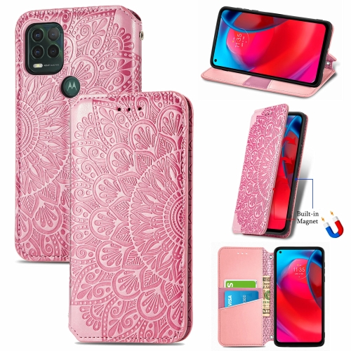 

For Motorola G Stylus 5G Blooming Mandala Embossed Pattern Magnetic Horizontal Flip Leather Case with Holder & Card Slots & Wallet(Pink)