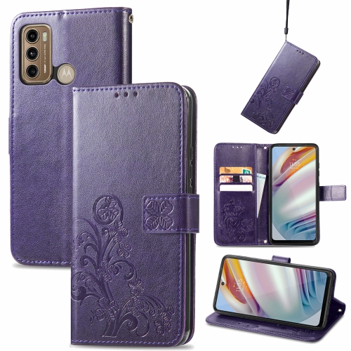 

For Xiaomi Redmi Note 10 Pro 5G/Poco X3 GT Four-leaf Clasp Embossed Buckle Mobile Phone Protection Leather Case with Lanyard & Card Slot & Wallet & Bracket Function(Purple)