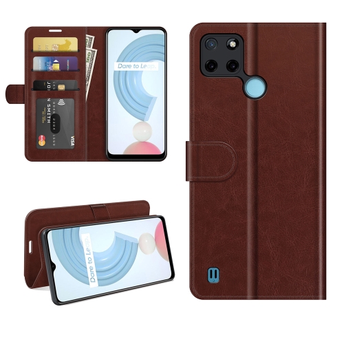 

For OPPO Realme C21Y R64 Texture Single Horizontal Flip Protective Case with Holder & Card Slots & Wallet& Photo Frame(Brown)