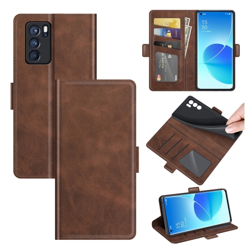 

For OPPO Reno6 Pro 5G Dual-side Magnetic Buckle Horizontal Flip Leather Case with Holder & Card Slots & Wallet(Brown)