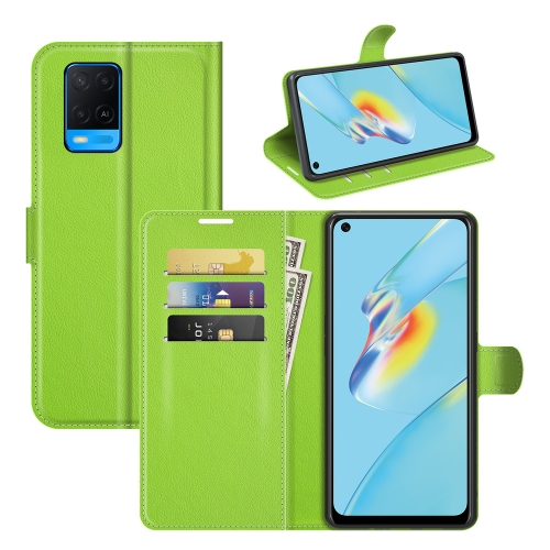 

For OPPO A54 4G Litchi Texture Horizontal Flip Protective Case with Holder & Card Slots & Wallet(Green)
