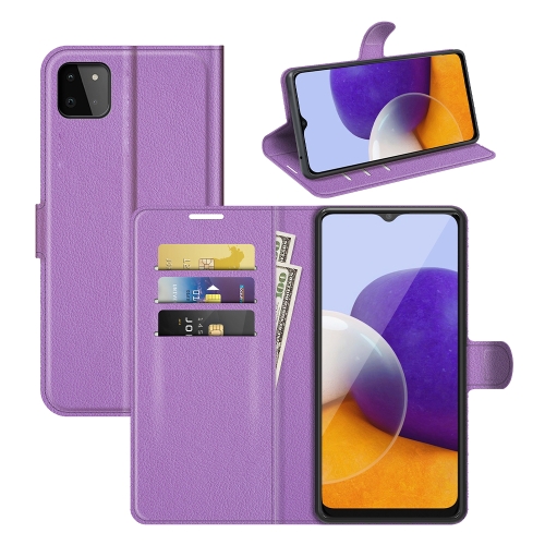 

For Samsung Galaxy A22 5G Litchi Texture Horizontal Flip Protective Case with Holder & Card Slots & Wallet(Purple)