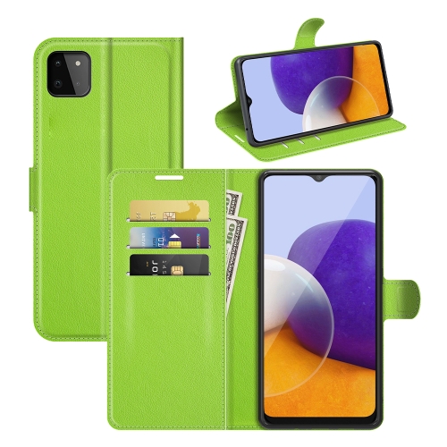 

For Samsung Galaxy A22 5G Litchi Texture Horizontal Flip Protective Case with Holder & Card Slots & Wallet(Green)