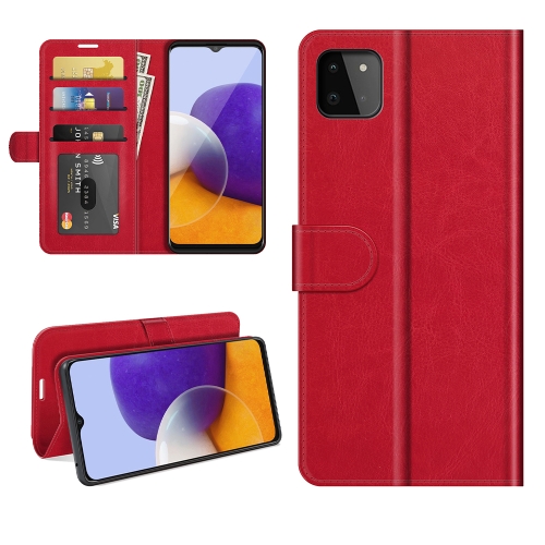 

For Samsung Galaxy A22 5G R64 Texture Single Horizontal Flip Protective Case with Holder & Card Slots & Wallet& Photo Frame(Red)