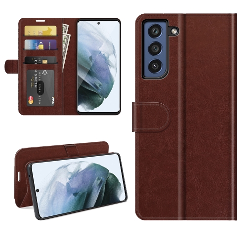 

For Samsung Galaxy S21 FE R64 Texture Single Horizontal Flip Protective Case with Holder & Card Slots & Wallet& Photo Frame(Brown)
