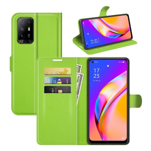

For OPPO A94 5G / F19 Pro+ 5G / Reno5 Z Litchi Texture Horizontal Flip Protective Case with Holder & Card Slots & Wallet(Green)