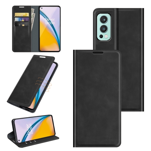 

For OnePlus Nord 2 5G Retro-skin Business Magnetic Suction Leather Case with Holder & Card Slots & Wallet(Black)