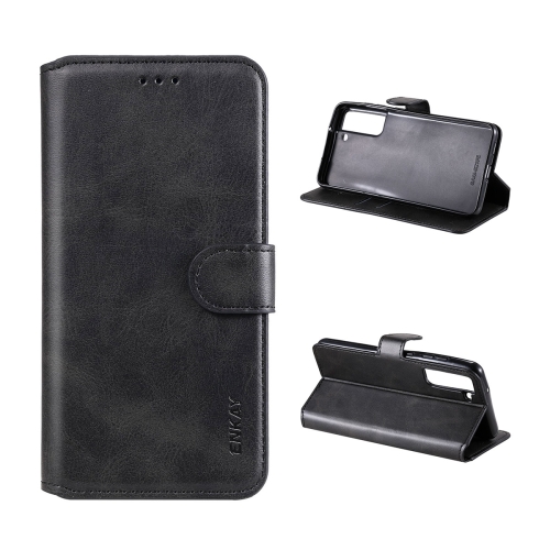 For Samsung Galaxy S21 FE ENKAY Hat-Prince Horizontal Flip PU Leather Case with Holder & Card Slots & Wallet(Black)