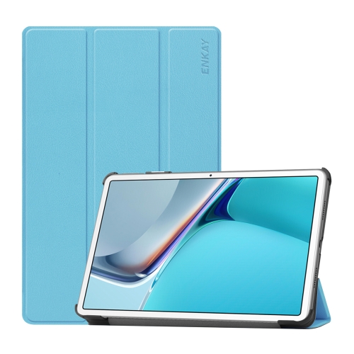 

For Huawei MatePad 11 2021 ENKAY Custer Texture Horizontal Flip PU+PC Leather Case with Three-folding Holder & Sleep / Wake-up Function(Light Blue)