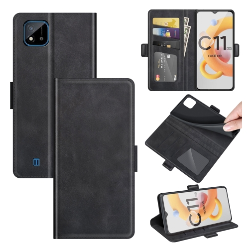 For OPPO Realme C11 2021 Dual-side Magnetic Buckle Horizontal Flip Leather Case with Holder & Card Slots & Wallet(Black)