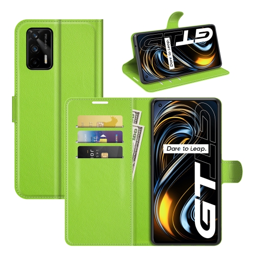 

For OPPO Realme GT 5G / Realme Q3 Pro 5G Litchi Texture Horizontal Flip Protective Case with Holder & Card Slots & Wallet(Green)