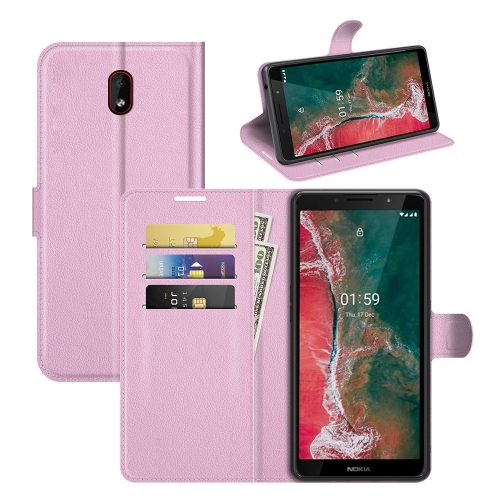 For Nokia C1 Plus Litchi Texture Horizontal Flip Protective Case with Holder & Card Slots & Wallet(Pink)