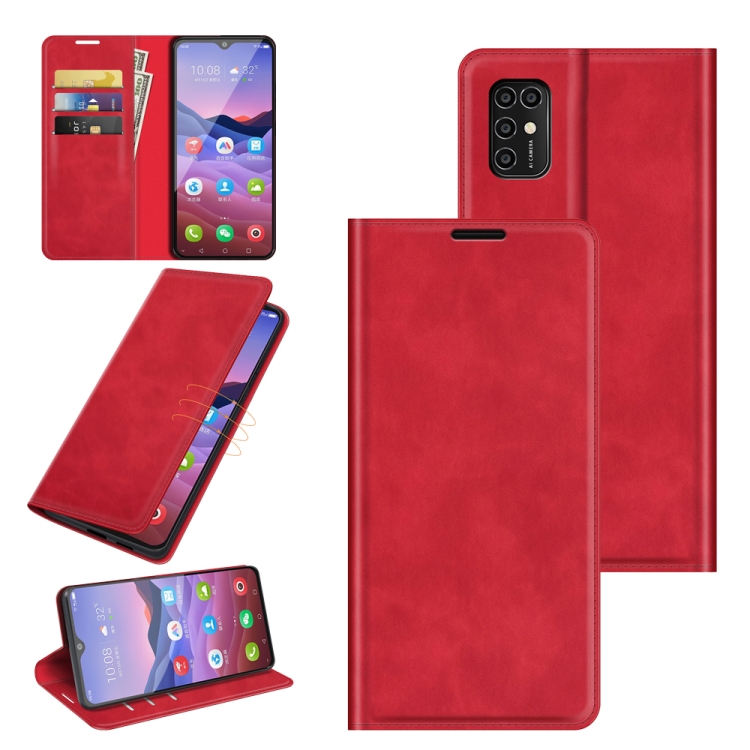 

For ZTE Blade V2020 Smart Retro-skin Business Magnetic Suction Leather Case with Holder & Card Slots & Wallet(Red)