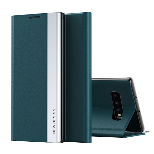 

For Samsung Galaxy S10 Side Electroplated Magnetic Ultra-Thin Horizontal Flip Leather Case with Holder(Green)