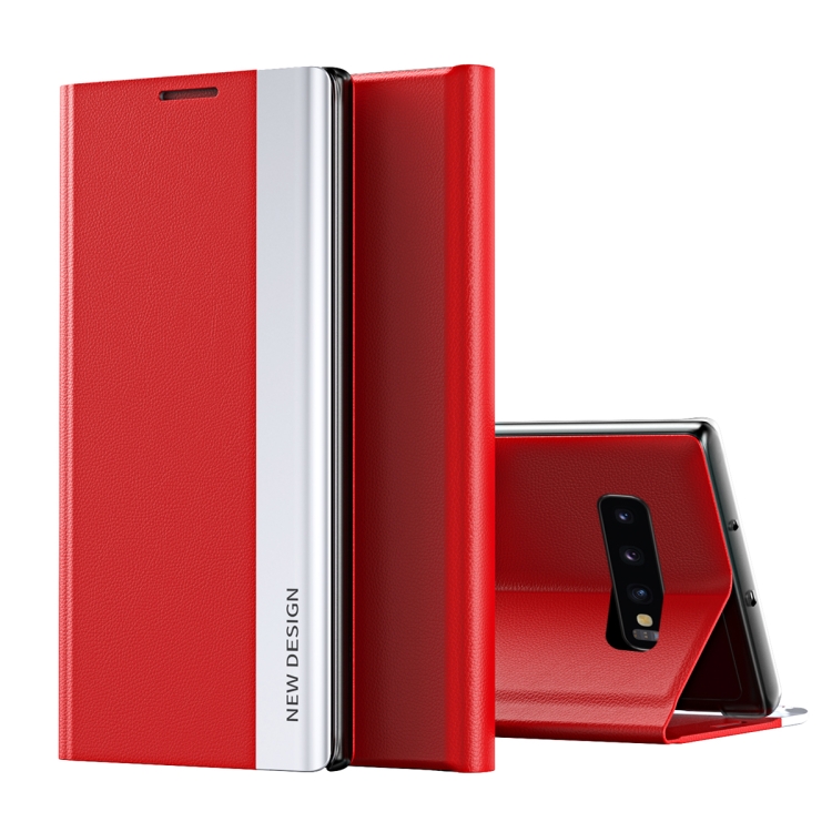

For Samsung Galaxy S10 Plus Side Electroplated Magnetic Ultra-Thin Horizontal Flip Leather Case with Holder(Red)