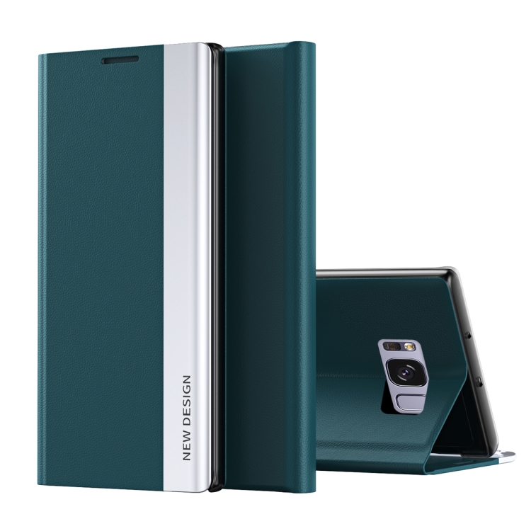 

For Samsung Galaxy S8 Plus Side Electroplated Magnetic Ultra-Thin Horizontal Flip Leather Case with Holder(Green)