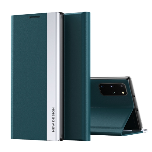 For Samsung Galaxxy A32 4G Side Electroplated Magnetic Ultra-Thin Horizontal Flip Leather Case with Holder(Green)