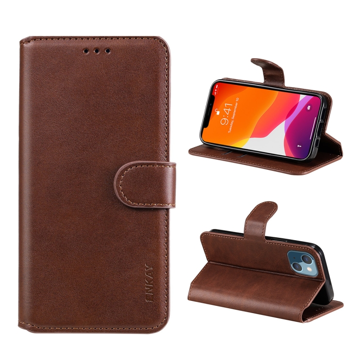 

For iPhone 13 ENKAY Hat-Prince Horizontal Flip PU Leather Case with Holder & Card Slots & Wallet(Brown)