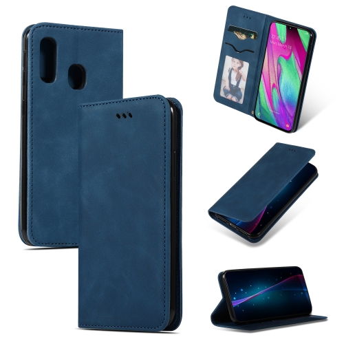 

Retro Skin Feel Business Magnetic Horizontal Flip Leather Case for Samsung Galaxy A40(Navy Blue)