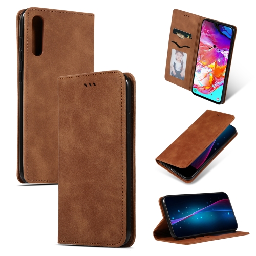 

Retro Skin Feel Business Magnetic Horizontal Flip Leather Case for Samsung Galaxy A70(Brown)