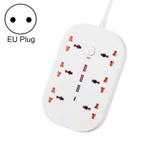 

T21 PD3.0 + QC3.0 Multi Hole Row Plug 3000W High Power Socket, EU Plug(White)