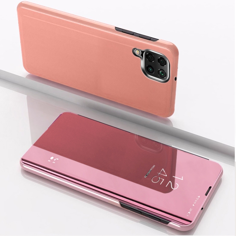 

For Samsung Galaxy A22 4G Plated Mirror Horizontal Flip Leather Case with Holder(Rose Gold)