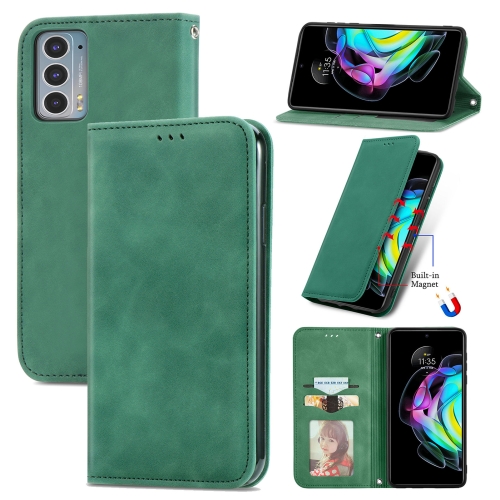 

For Motorola Edge 20 Retro Skin Feel Business Magnetic Horizontal Flip Leather Case With Holder & Card Slots & Wallet & Photo Frame(Green)