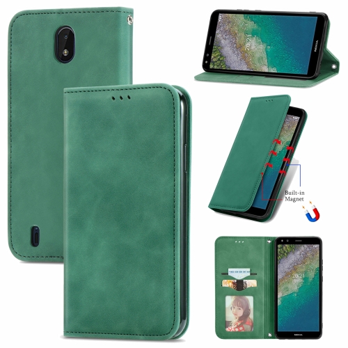 

For Nokia C01 Plus Retro Skin Feel Business Magnetic Horizontal Flip Leather Case with Holder & Card Slots & Wallet & Photo Frame(Green)