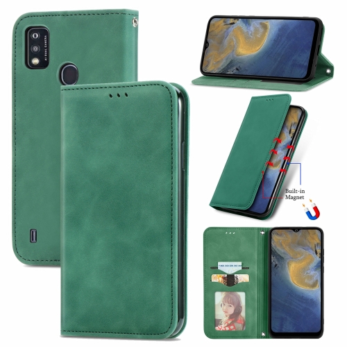 

For ZTE A51 Retro Skin Feel Business Magnetic Horizontal Flip Leather Case with Holder & Card Slots & Wallet & Photo Frame(Green)
