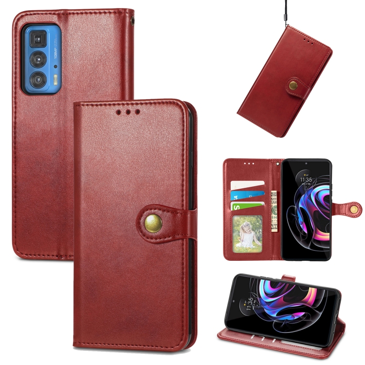 Funda Con Soporte Magnético Funda Libro Cuero Real Para Motorola Moto Edge 20 - 32nd Classic - Soporte Y Ranuras Incluidas - Borgoña Protector Estilo Clásico