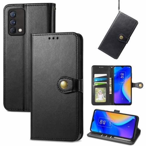 

For OPPO Realme GT Master Solid Color Leather Buckle Phone Case with Lanyard & Photo Frame & Card Slot & Wallet & Stand Function(Black)