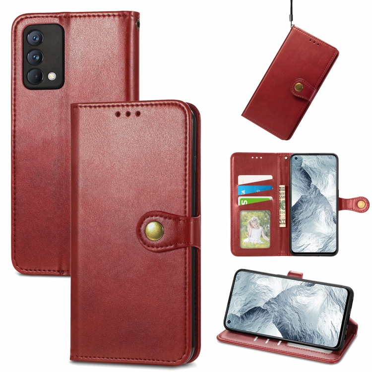 

For OPPO Realme GT Master Solid Color Leather Buckle Phone Case with Lanyard & Photo Frame & Card Slot & Wallet & Stand Function(Red)
