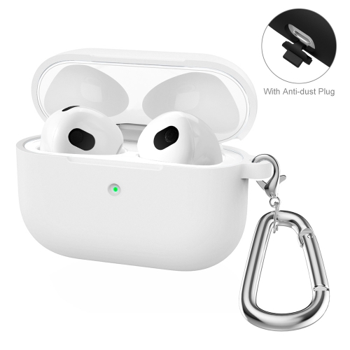 

ENKAY Hat-Prince Thickened Silicone Protective Case Shock-Absorbing Cover with Keychain for Apple AirPods 3(White)