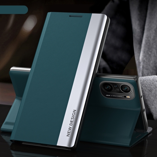 

For Xiaomi Mi 11i / Poco F3 / Redmi K40 / K40 Pro Side Electroplated Magnetic Ultra-Thin Horizontal Flip Leather Case with Holder(Green)
