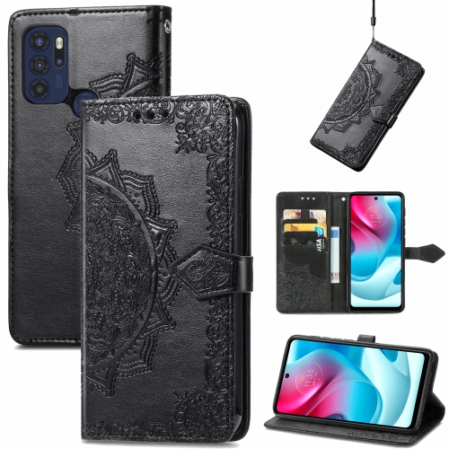 

For Motorola Moto G60S Mandala Embossing Pattern Horizontal Flip Leather Case with Holder & Card Slots & Wallet & Lanyard(Black)