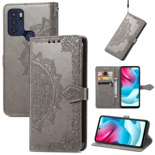 

For Motorola Moto G60S Mandala Embossing Pattern Horizontal Flip Leather Case with Holder & Card Slots & Wallet & Lanyard(Grey)