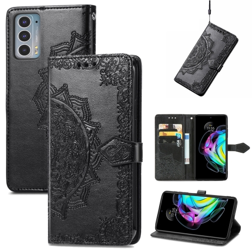 

For Motorola Edge 20 Mandala Embossing Pattern Horizontal Flip Leather Case with Holder & Card Slots & Wallet & Lanyard(Black)