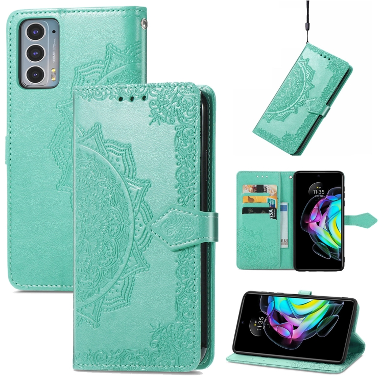 

For Motorola Edge 20 Mandala Embossing Pattern Horizontal Flip Leather Case with Holder & Card Slots & Wallet & Lanyard(Green)