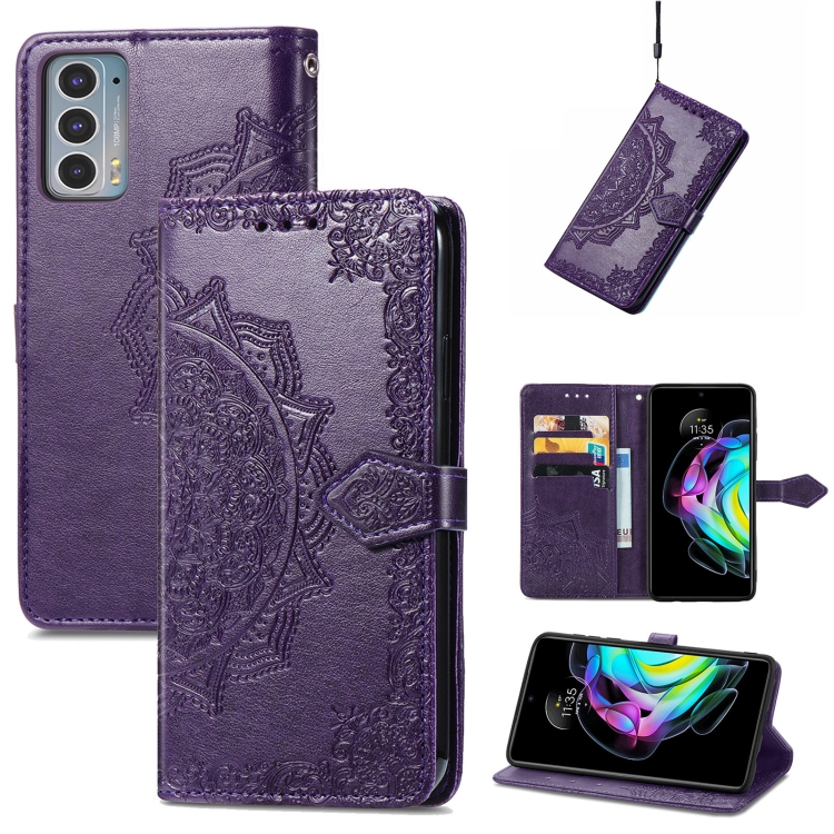

For Motorola Edge 20 Mandala Embossing Pattern Horizontal Flip Leather Case with Holder & Card Slots & Wallet & Lanyard(Purple)