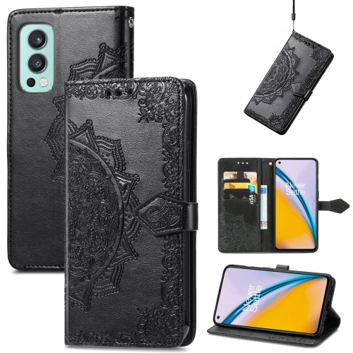 

For OnePlus Nord 2 5G Mandala Embossing Pattern Horizontal Flip Leather Case with Holder & Card Slots & Wallet & Lanyard(Black)