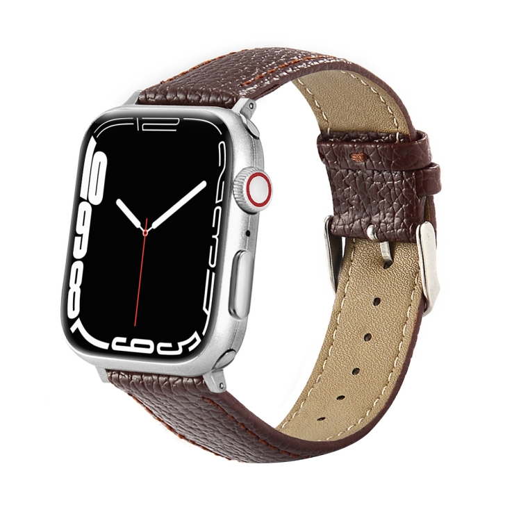 

Leather Strap Watch Band For Apple Watch Series 7 41mm / 6&SE&5&4 40mm / 3&2&1 38mm(Dark Brown)