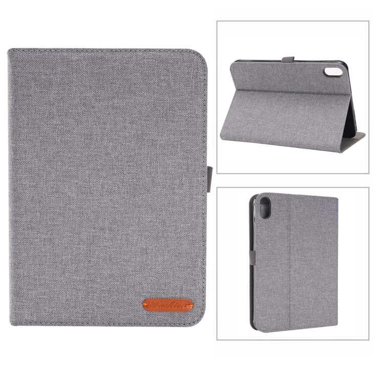

Cloth Teature Horizontal Flip PU Leather Tablet Case with Holder & Card Slots For iPad mini 6 2021(Grey)