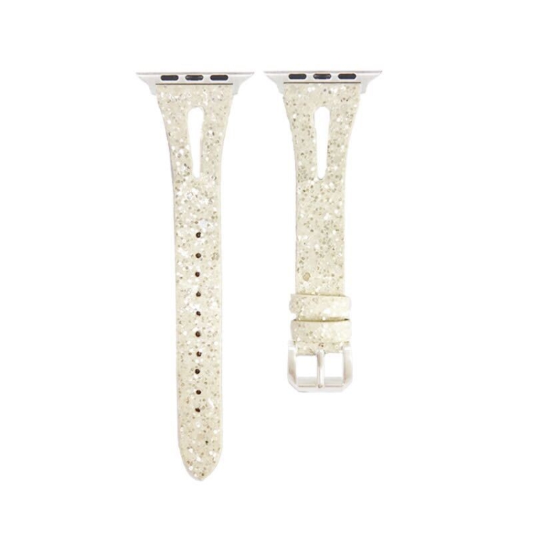 

Leather Strap Flashing Light Watch Band For Apple Watch Ultra 49mm / Series 8&7 45mm / SE 2&6&SE&5&4 44mm / 3&2&1 42mm(Beige)
